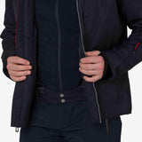 Rossignol All Speed Insulated Jacket 2022-2023 - A black jacket with red accents on the left sleeve and a zipper down the front.