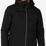 Rossignol All Speed Insulated Jacket 2022-2023 - A black insulated jacket with a red zipper and two zippered pockets on either side.