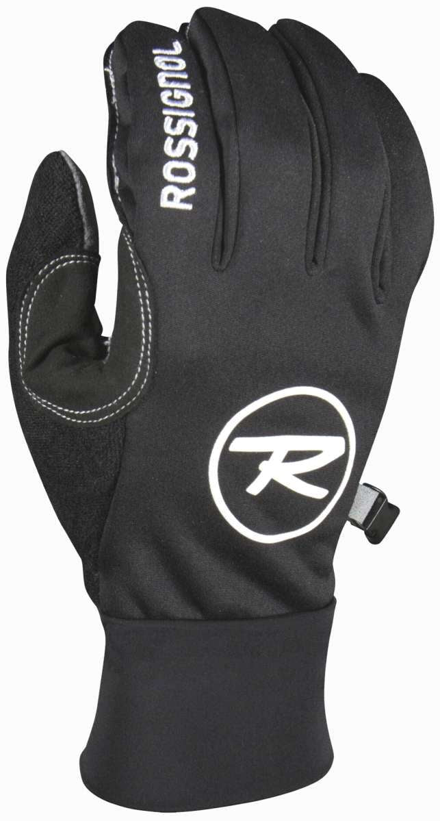 Rossignol Double Pump Fist Glove 2024 - A black glove with a white logo on the back of the hand and white stitching around the thumb.
