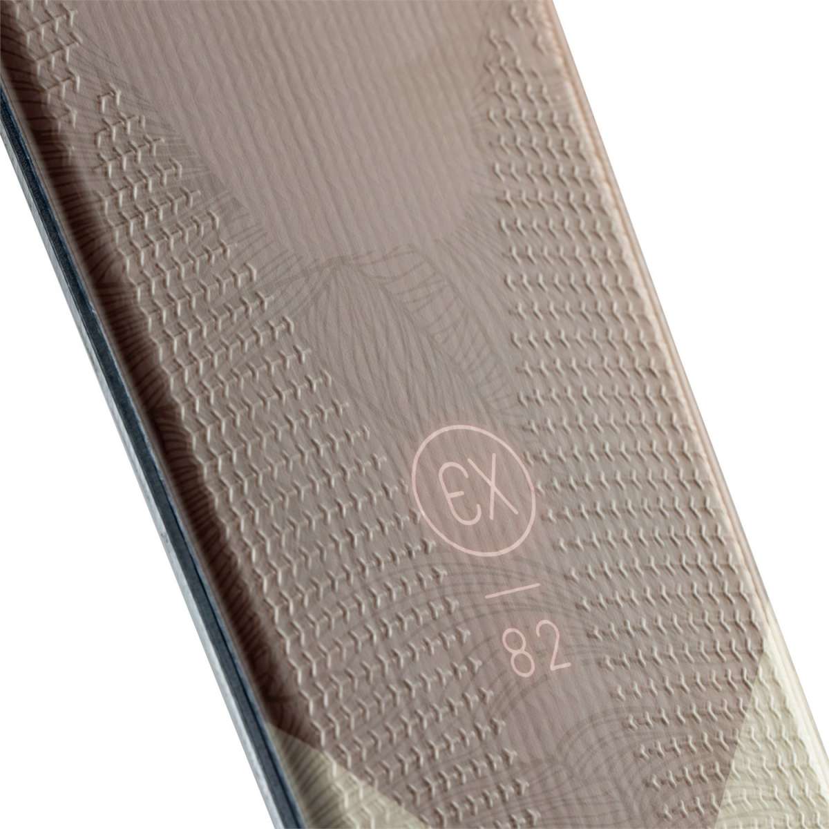 Rossignol Experience 82 Skis with X11 Bindings 2023 - A pair of skis with a subtle, textured pattern on their surface and a light-colored finish.