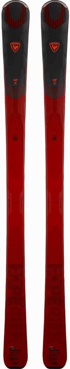 Rossignol Experience 86 Basalt Skis 2023 - A pair of skis with a black top sheet and red accents, featuring a distinctive basalt pattern on the sides.