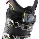Rossignol Hi-Speed Pro 100 MV Ski Boots 2024 - Black ski boots with a silver buckle and neon green accents on the strap.
