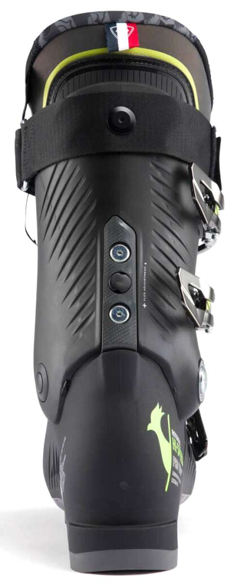 Rossignol Hi-Speed Pro 100 MV Ski Boots 2024 - Black ski boots with a red, white and blue logo on top.