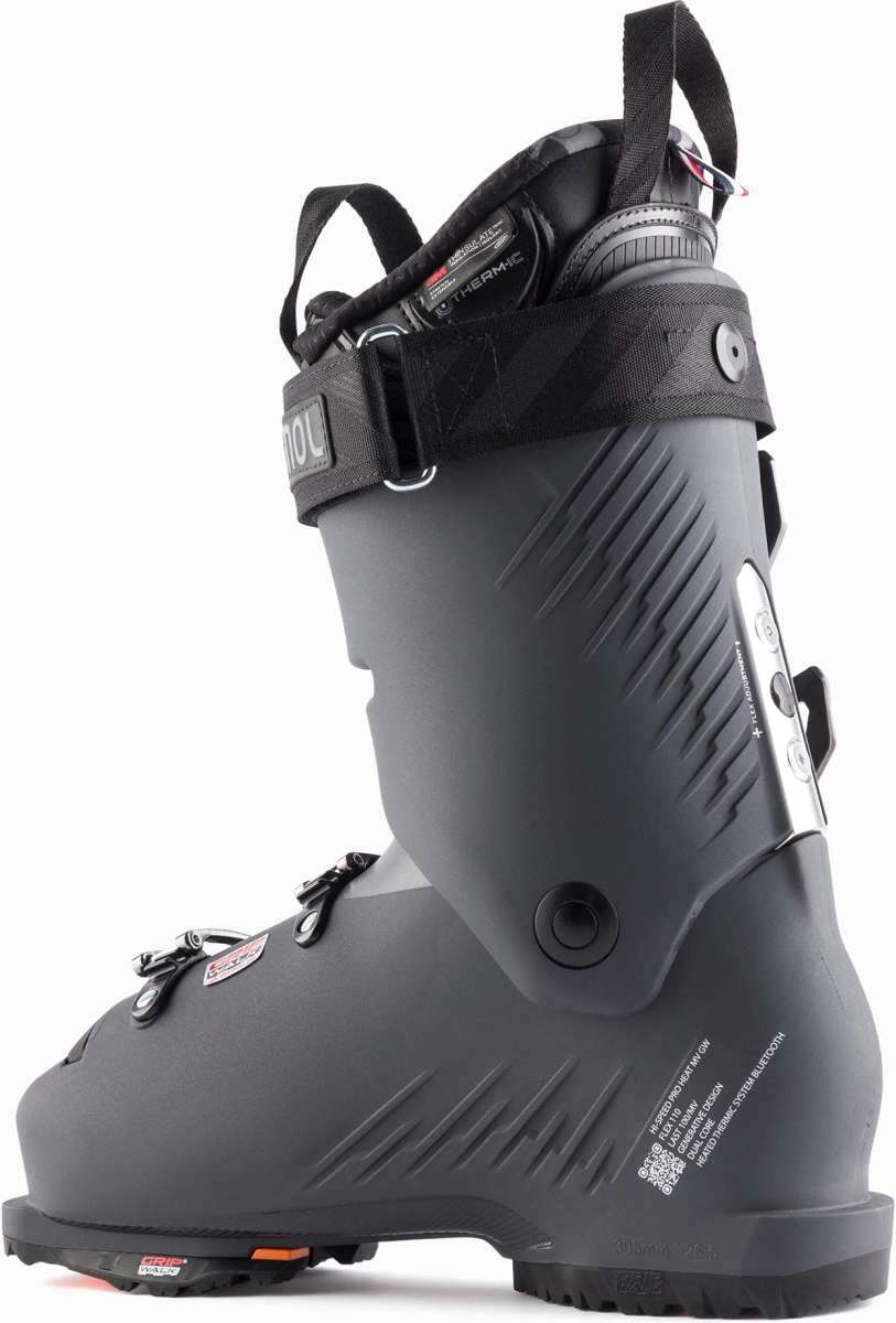 Rossignol Hi Speed Proheat 110 MV GW Ski Boot 2023 - Black ski boot with a textured pattern on the side and silver buckles.