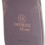 Rossignol Ladies Experience 86 Basalt Ski 2023 - A dark brown ski with a subtle basalt pattern and a circular logo featuring "EX" in white letters, positioned near the top of the board.