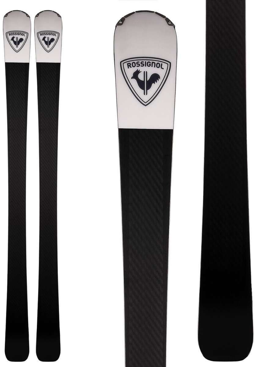 Rossignol Ladies Experience 86 Basalt Ski 2023 - A black ski with a white logo featuring a rooster and the word "ROSSIGNOL" in black letters.