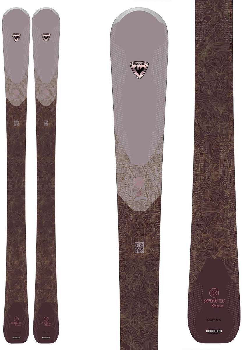 Rossignol Ladies Experience 86 Basalt Ski 2023 - A brown ski with a basalt pattern and a black logo at the top.