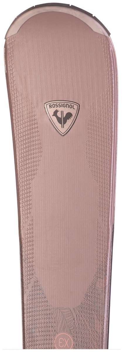 Rossignol Ladies Experience 86 Basalt Ski 2023 - A light-colored ski with a basalt core and a distinctive logo on the top, featuring a shield shape and the word "ROSSIGNOL" in black text.