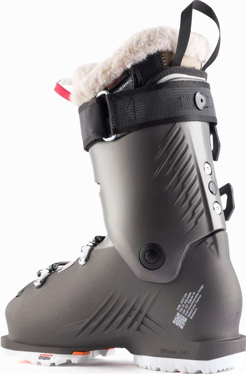 Rossignol Ladies Pure Heat GW Ski Boot 2022-2023 - A black ski boot with a white fur lining visible at the top.