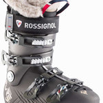 Rossignol Ladies Pure Heat GW Ski Boot 2022-2023 - A black ski boot with a white fur lining visible inside the top opening.