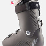 Rossignol Women's Pure Pro Heat 100 Ski Boots 2023 - Black ski boots with white fur lining at top and silver buckles.