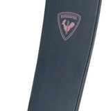 Rossignol Women's Rallybird 92 Ski 2024 - A black ski with a pink logo featuring a rooster silhouette and the word "ROSSIGNOL" in white letters.