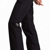 Rossignol Ladies Rapide Insulated Pant 2022-2023 - Black ski pants with a white logo on the left leg and silver buckles on the waistband.