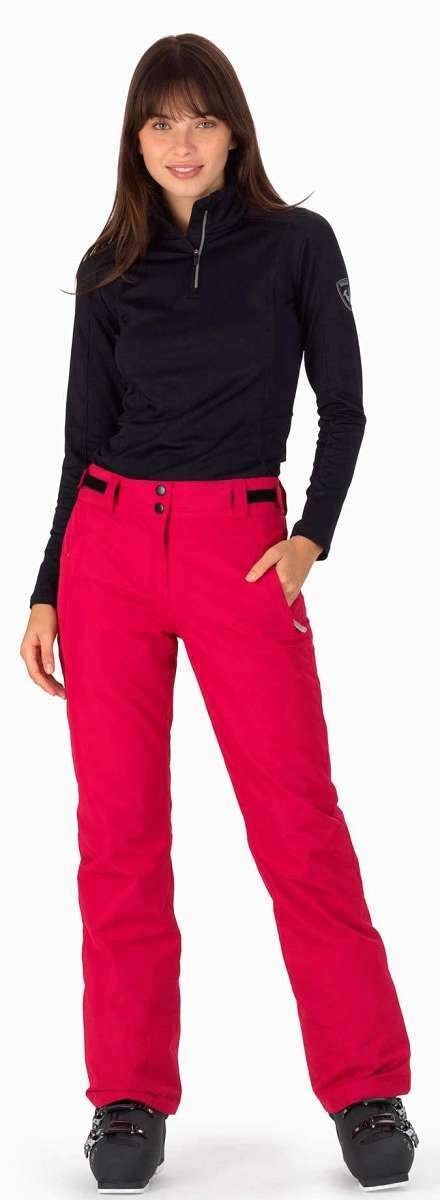 Rossignol Ladies Rapide Insulated Pant 2022-2023 - Black ski pants with a subtle white stripe down the side and silver zippers.