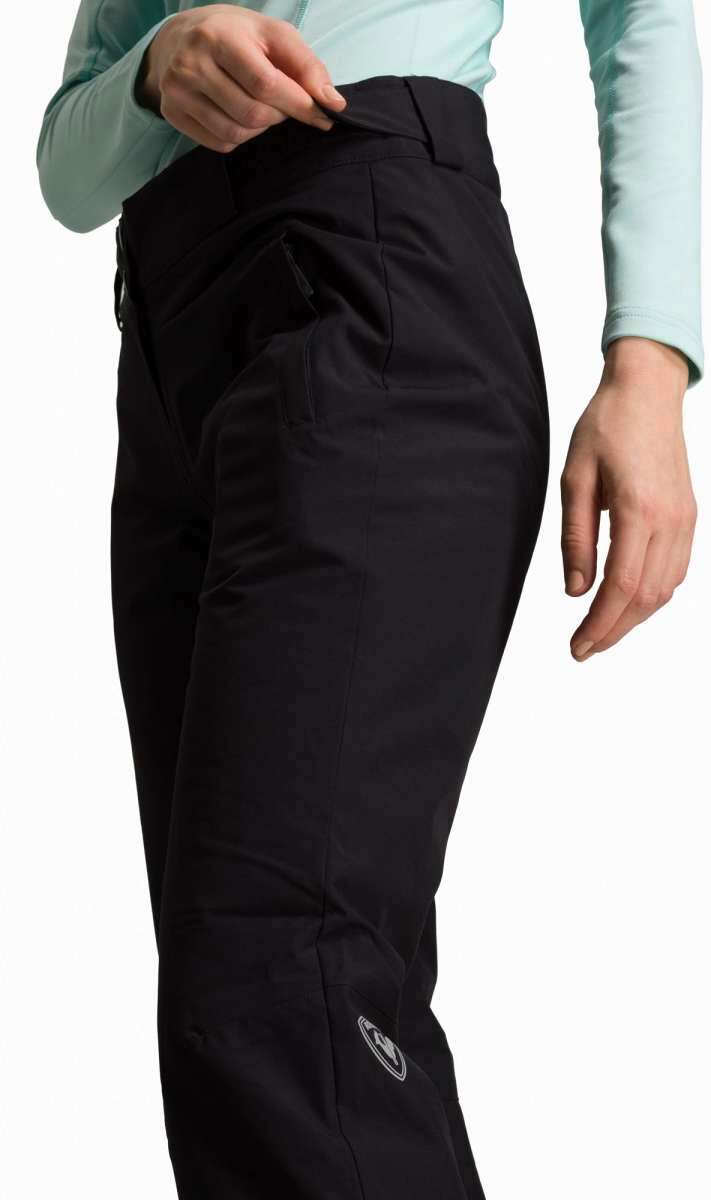 Rossignol Ladies Rapide Insulated Pant 2022-2023 - Black insulated ski pants with a zippered pocket on the side of one leg.