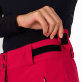 Rossignol Ladies Rapide Insulated Pant 2022-2023 - A pair of red ski pants with a black waistband and belt loops.