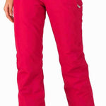 Rossignol Ladies Rapide Insulated Pant 2022-2023 - A pair of bright pink ski pants with a white logo on the left leg and black buttons down the front.
