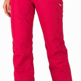 Rossignol Ladies Rapide Insulated Pant 2022-2023 - A pair of bright pink ski pants with a white logo on the left leg and black buttons down the front.