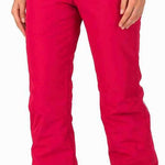 Rossignol Ladies Rapide Insulated Pant 2022-2023 - A pair of red ski pants with black buttons and a black belt loop on the waistband.