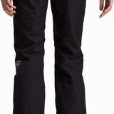 Rossignol Rapide Ladies Insulated Pant 2024 - Black pants with a white logo on the left thigh and silver zippers at the ankles.