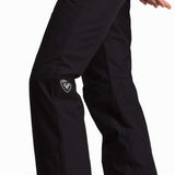 Rossignol Rapide Ladies Insulated Pant 2024 - Black ski pants with a white logo on the left thigh and silver buckles on the waistband.