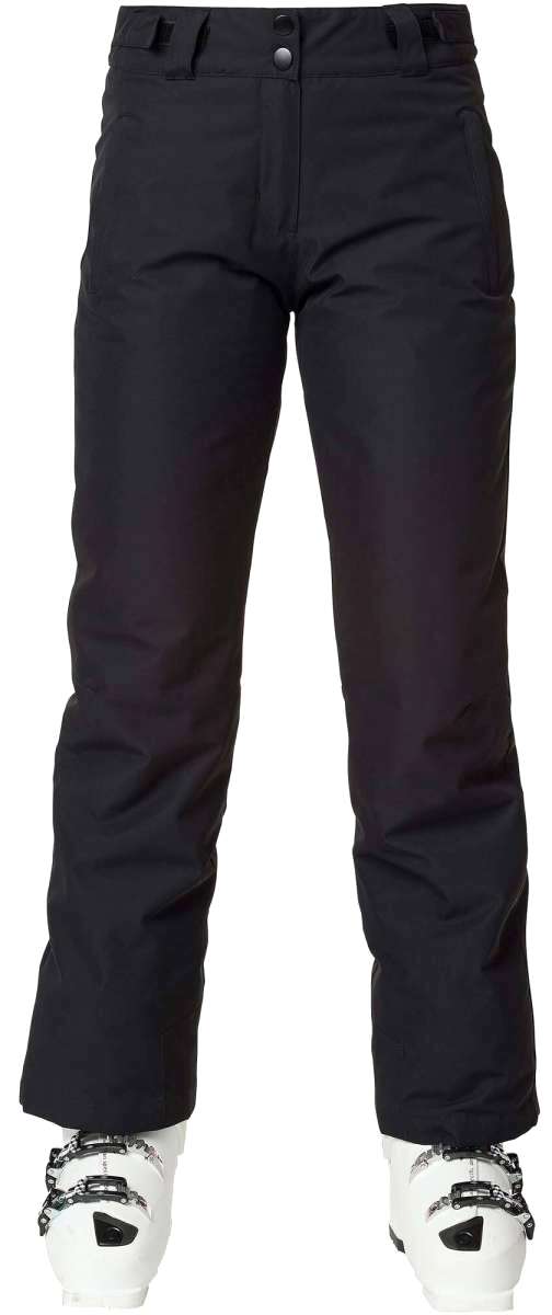 Rossignol Rapide Ladies Insulated Pant 2024 - Black insulated ski pants with a zippered pocket on the right thigh and two belt loops at the waist.
