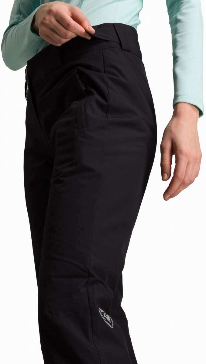 Rossignol Rapide Ladies Insulated Pant 2024 - Black insulated ski pants with a zippered pocket on the side of one leg.