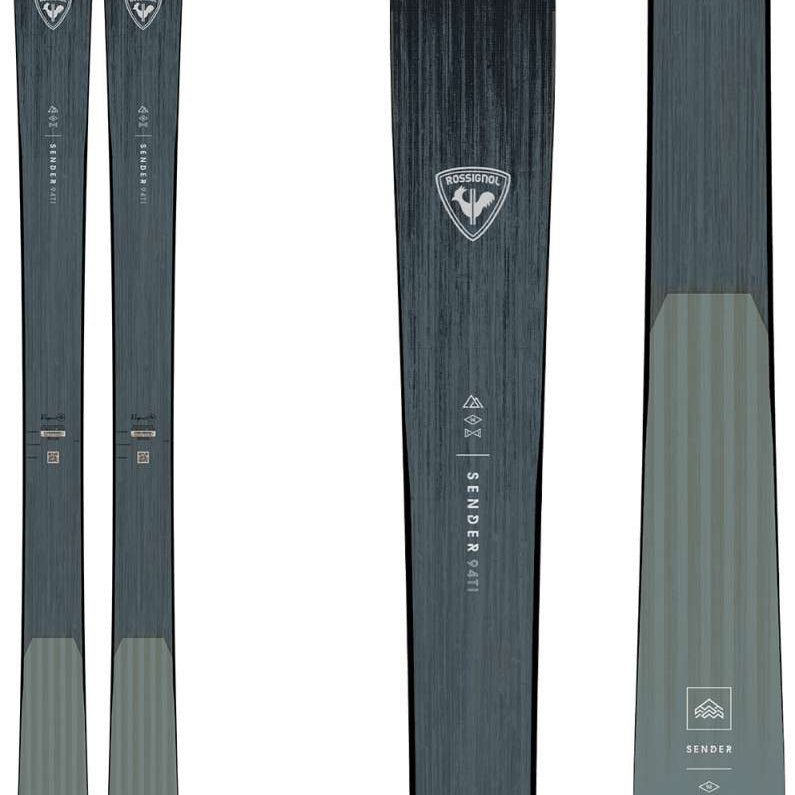 Rossignol Sender 94 Ti Flat Ski 2022-2023 - A dark gray ski with a textured top and a white logo featuring a stylized "R" in the center.
