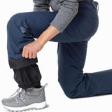 Rossignol Siz Insulated Pant 2024 - A pair of navy blue snow pants with a black waistband and leg cuffs, featuring a small logo on the left thigh.