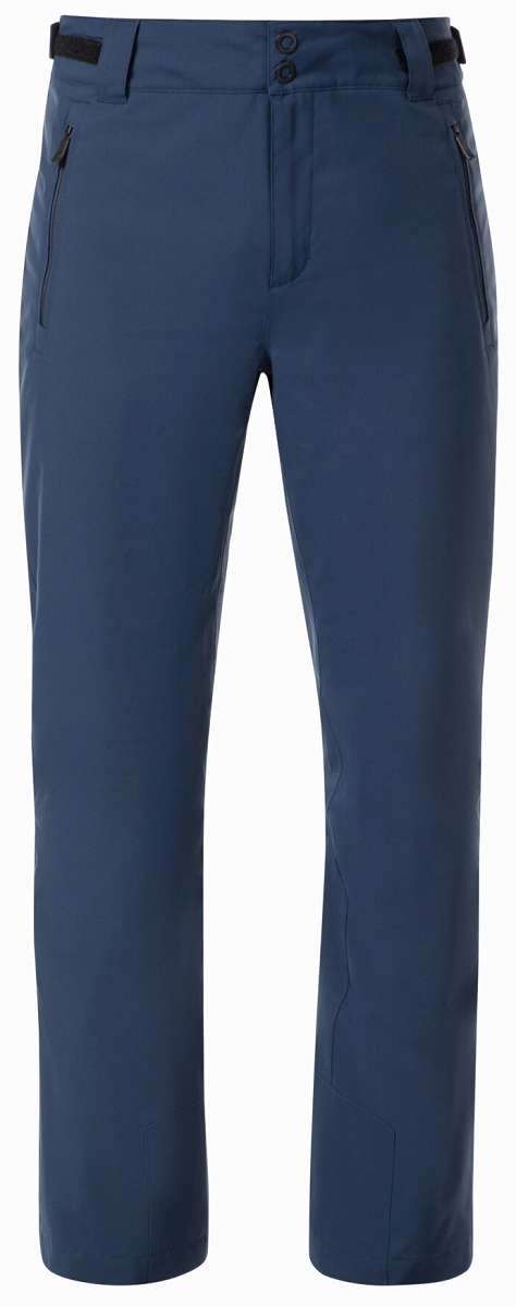 Rossignol Siz Insulated Pant 2024 - A pair of navy blue ski pants with a zippered pocket on the right thigh and a black zipper pull.