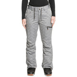 Roxy Women's Nadia Insulated Pants 2022 - A pair of grey snow pants with a subtle grid pattern and zippered pockets.