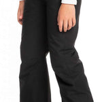Roxy Women's Backyard Insulated Pant 2023 - Black snow pants with a subtle white stripe on the side of one leg.