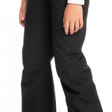 Roxy Women's Backyard Insulated Pant 2023 - Black snow pants with a subtle white stripe on the side of one leg.