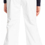 Roxy Women's Backyard Insulated Pant 2023 - White snow pants with a black embroidered logo on the left hip.