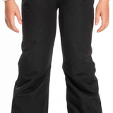 Roxy Women's Backyard Insulated Pant 2023 - Black insulated snow pants with a zippered pocket on the right thigh and two front pockets.