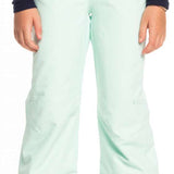 Roxy Women's Backyard Insulated Pant 2023 - Light-colored snow pants with a subtle pattern of thin, darker lines on the upper thigh area.
