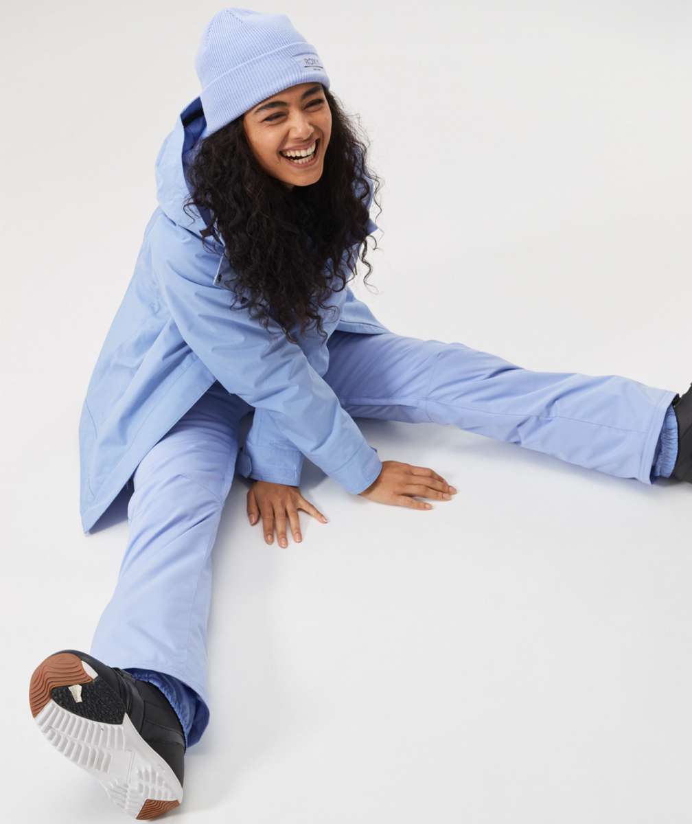 Roxy Junior's Backyard Insulated Pant 2024 - Light blue snow pants with a subtle pattern of small, darker blue dots.