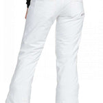 Roxy Junior's Backyard Insulated Pant 2024 - White snow pants with a zippered pocket on the right thigh and adjustable Velcro straps at the ankles.