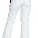 Roxy Junior's Backyard Insulated Pant 2024 - White snow pants with a zippered pocket on the right thigh and adjustable Velcro straps at the ankles.
