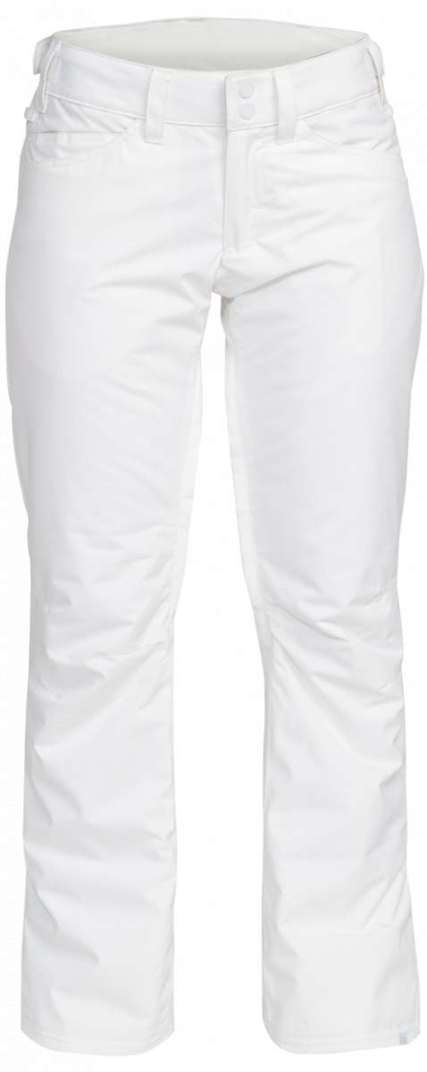 Roxy Junior's Backyard Insulated Pant 2024 - White snow pants with a slight sheen and two zippered pockets on the side.