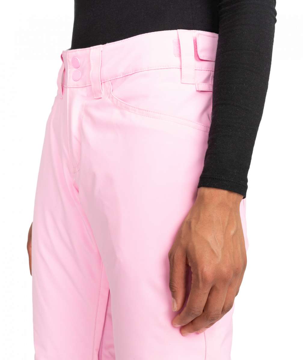 Roxy Junior's Backyard Insulated Pant 2024 - A pair of pink snow pants with a belt and two pockets on the side.
