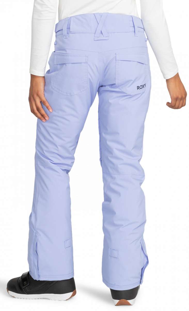 Roxy Junior's Backyard Insulated Pant 2024 - A pair of light blue snow pants with a subtle pattern and multiple pockets on the back.