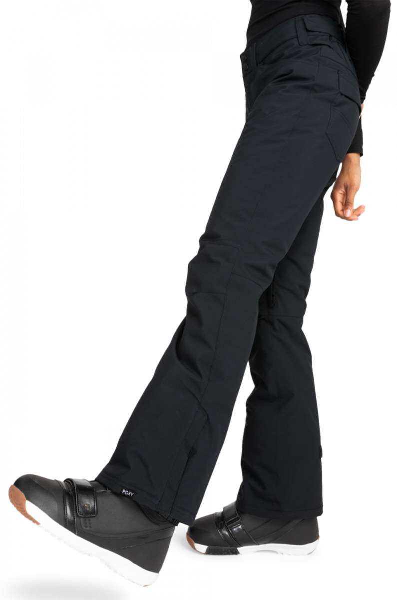 Roxy Junior's Backyard Insulated Pant 2024 - Black snow pants with a subtle white logo on the left leg.