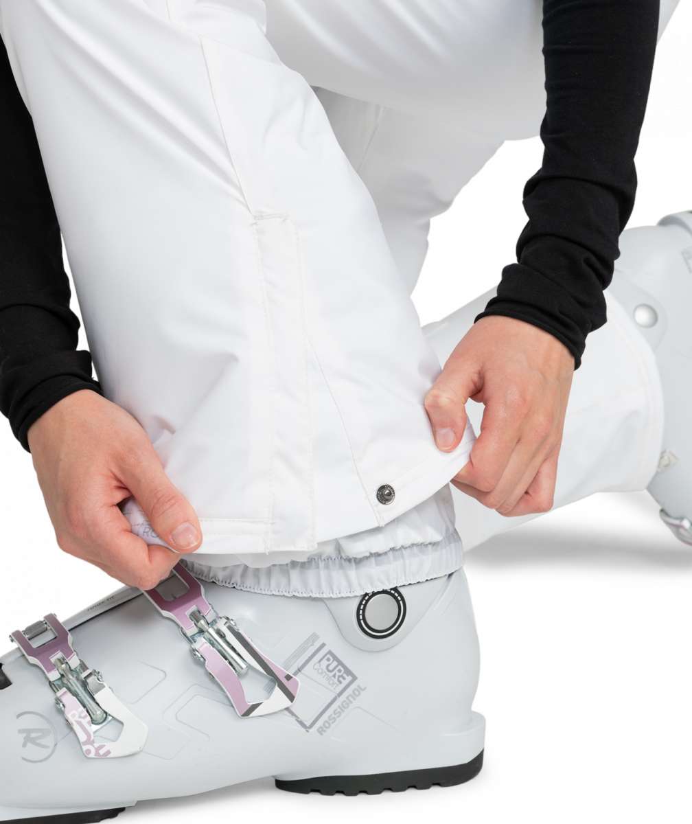 Roxy Junior's Backyard Insulated Pant 2024 - White snow pants with a black logo on the left leg.