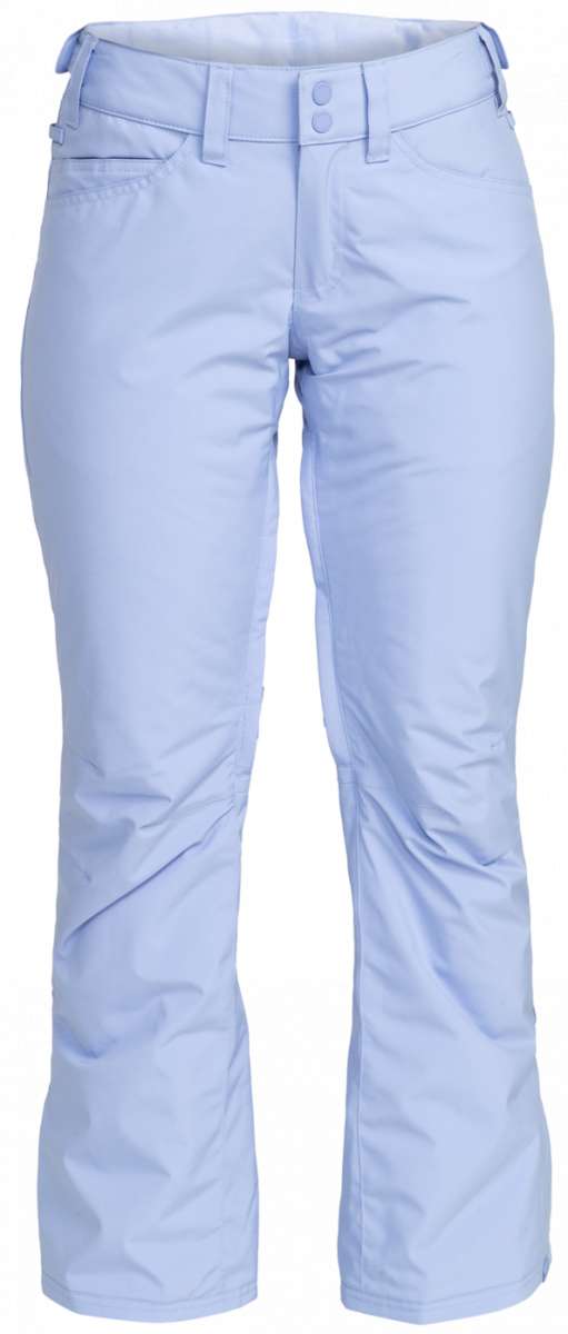 Roxy Junior's Backyard Insulated Pant 2024 - Light blue snow pants with a subtle floral pattern on the side pockets and a darker blue stripe down the leg.