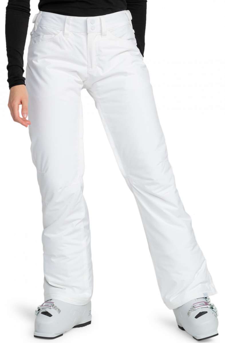 Roxy Junior's Backyard Insulated Pant 2024 - White snow pants with a subtle pattern of small, dark gray dots on the upper thigh area.