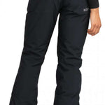 Roxy Junior's Backyard Insulated Pant 2024 - Black snow pants with a zippered pocket on the right thigh and adjustable Velcro straps at the waist.