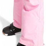 Roxy Junior's Backyard Insulated Pant 2024 - A pair of pink snow pants with a zippered pocket on the side and adjustable velcro straps at the waist.