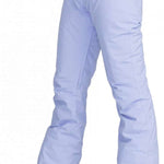 Roxy Junior's Backyard Insulated Pant 2024 - Light blue snow pants with a subtle pattern of darker blue lines and white dots, featuring two zippered pockets on the front.