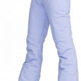 Roxy Junior's Backyard Insulated Pant 2024 - Light blue snow pants with a subtle pattern of darker blue lines and white dots, featuring two zippered pockets on the front.